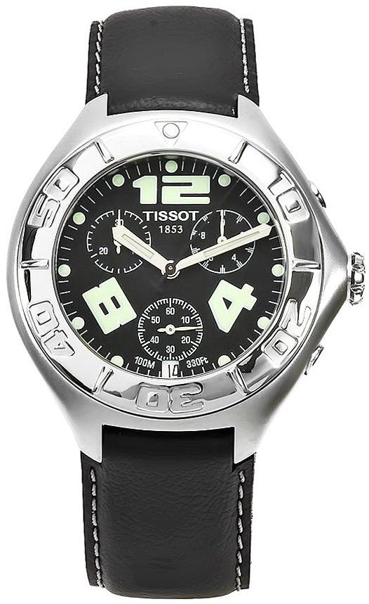 T12152652 Tissot T Trax Mens Sports Watch Black Leather Strap Quartz Chrono Swiss Made Movement Abbey Five