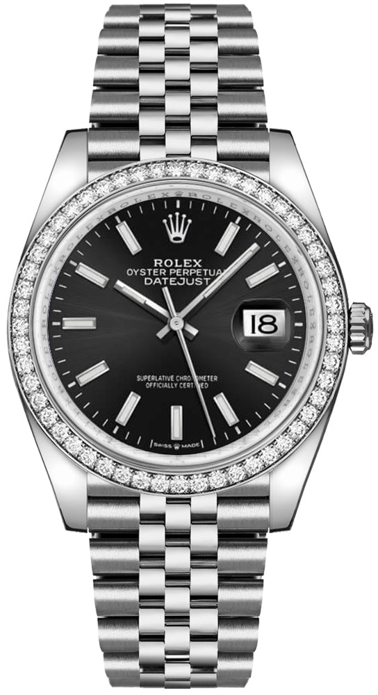 Rolex Datejust 36 Black Dial Diamond Bezel Unisex Watch 126284RBR-0007