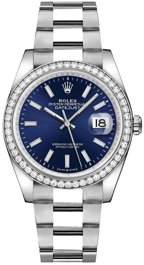 Rolex Datejust 36 Bright Blue Dial Diamonds Unisex Watch 126284RBR-0010