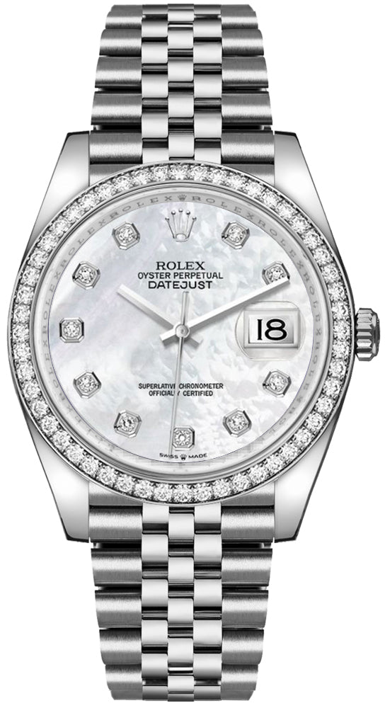 Rolex Datejust 36 White Mother of Pearl Dial Unisex Watch 126284RBR-0011