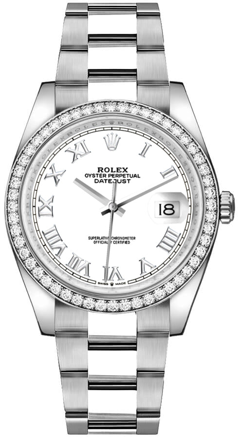 Rolex Datejust 36 White Roman Dial Date Unisex Watch 126284RBR-0018