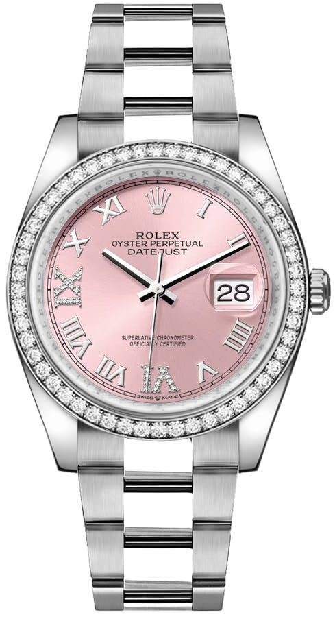 Rolex Datejust 36 Pink Roman Diamond Dial Women's Watch 126284RBR-0024