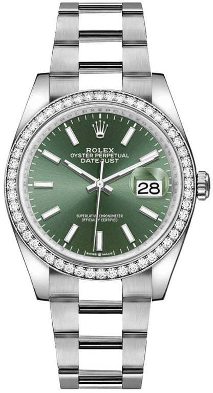 Rolex Datejust 36 Mint Green Index Dial Unisex Watch 126284RBR-0044