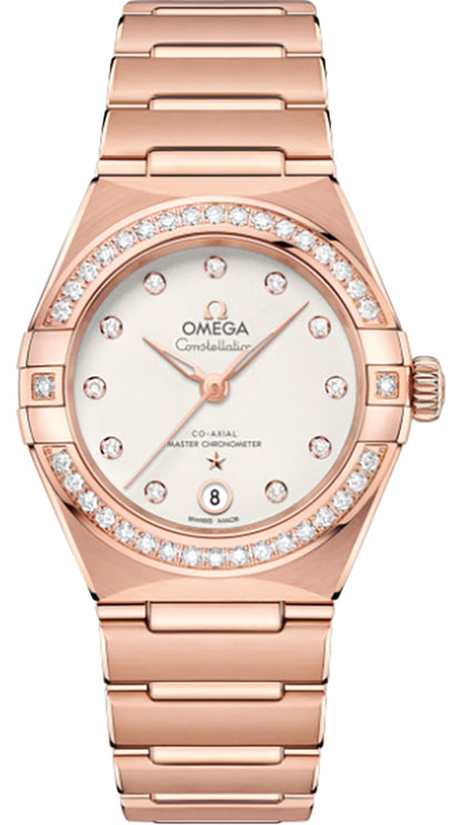 Omega Constellation 18k Rose Gold Diamonds Women's Watch 131.55.29.20.52.001