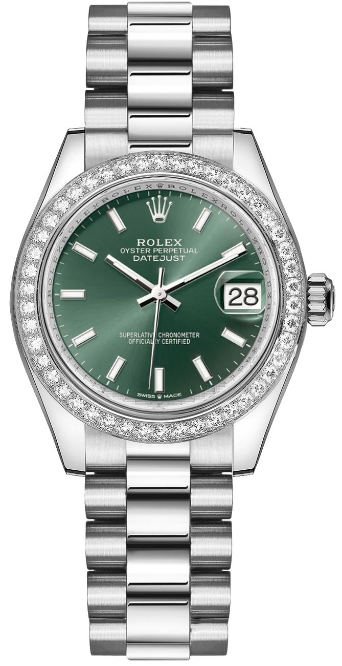 Rolex Datejust 31 Mint Green Dial & Diamond Bezel Women's Watch 278289RBR-0015