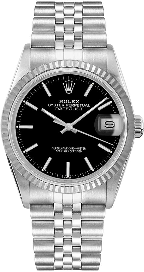 Rolex Datejust 36 White Gold Fluted Bezel Stainless Steel Unisex Watch 16014