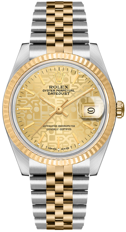 Rolex Datejust 36 Champagne Jubilee Dial Steel & Gold Unisex Watch 16233