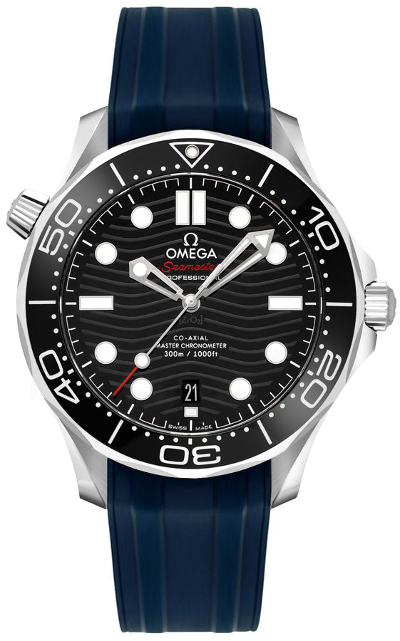 Omega Seamaster Diver 300M Blue Rubber Strap Men's Watch 210.32.42.20.01.031