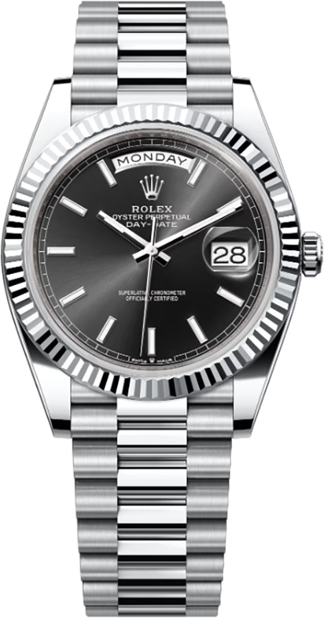 Rolex Day-Date 40 Bright Black Index Dial Platinum Men's Watch 228236-0003