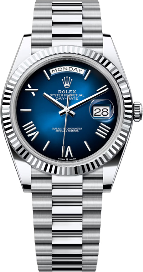 Rolex Day-Date 40 Blue Ombré Dial Platinum Men's Watch 228236-0024