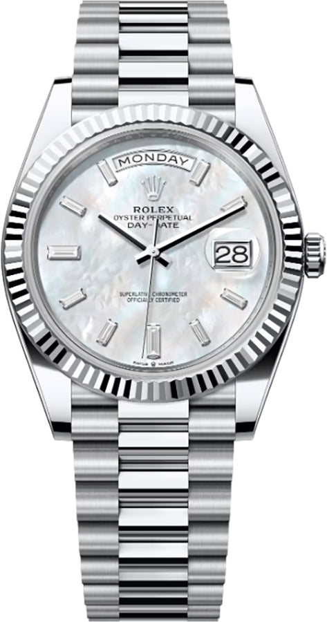 Rolex Day-Date 40 White Mother of Pearl Dial Men's Watch 228236-0026