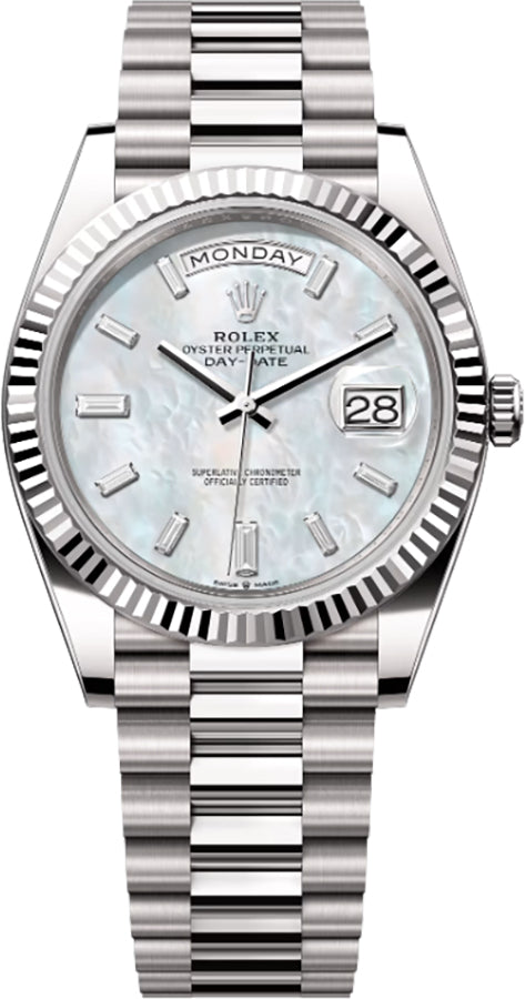 Rolex Day-Date 40 White Mother of Pearl Dial Men's Watch 228239-0078