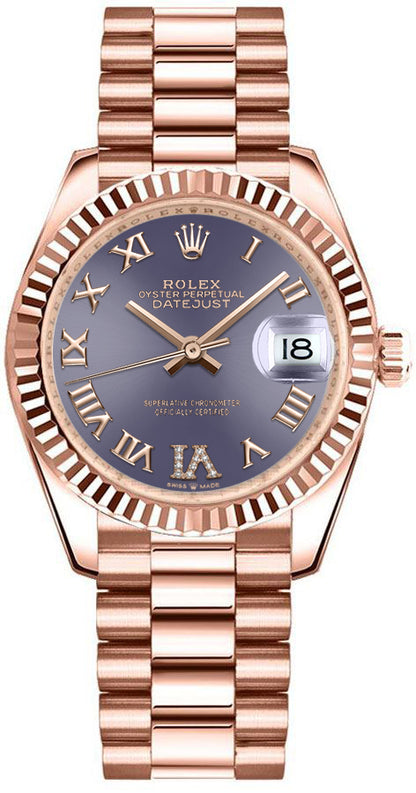 Rolex Datejust 31 Aubergine Dial Diamonds Women's Watch 278275-0029