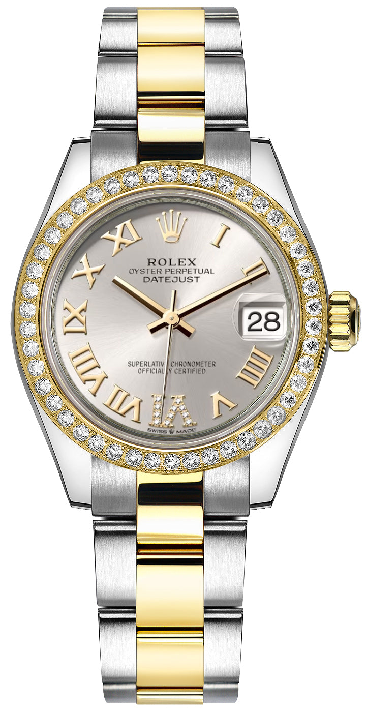 Rolex Datejust 31 Silver Dial Diamond Bezel Women's Watch 278383RBR-0003