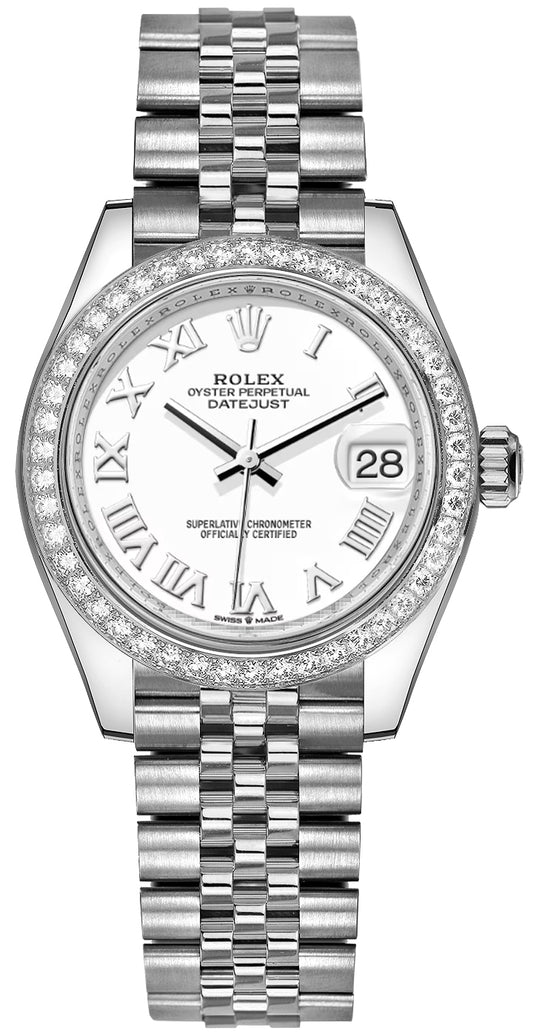 Rolex Datejust 31 White Dial Diamond Bezel Women's Watch 278384RBR-0014