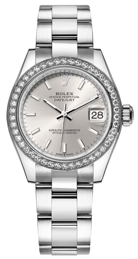 Rolex Datejust 31 Silver Index Dial Diamonds Women's Watch 278384RBR-0015