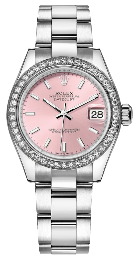 Rolex Datejust 31 Pink Dial Diamond Bezel Women's Watch 278384RBR-0017