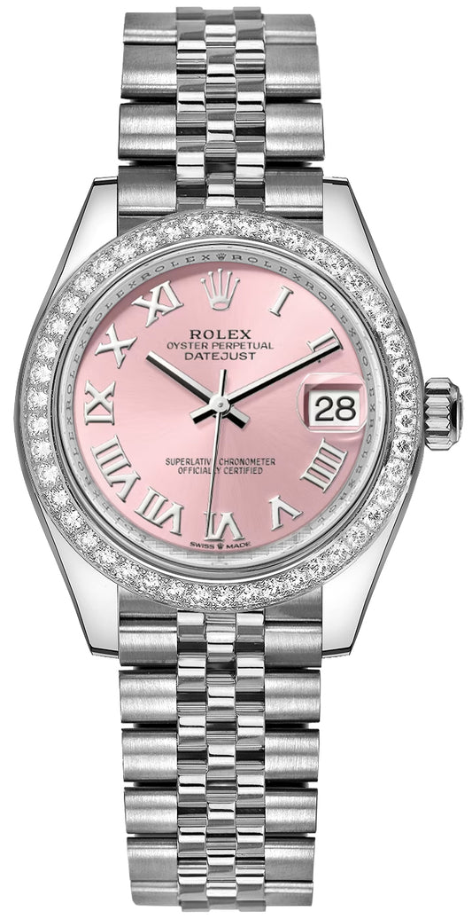 Rolex Datejust 31 Pink Roman Dial Diamonds Women's Watch 278384RBR-0024