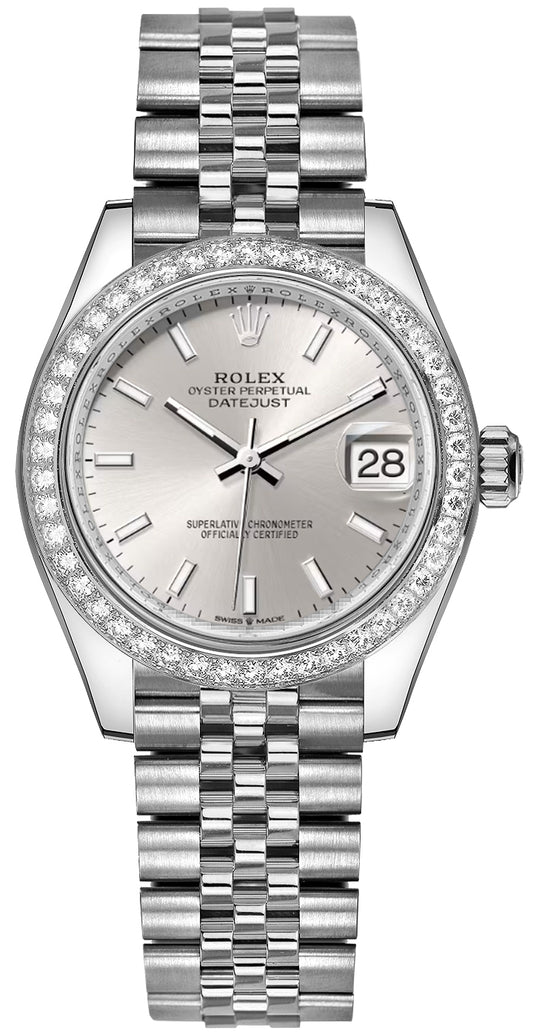 Rolex Datejust 31 Silver Index Dial Diamonds Women's Watch 278384RBR-0016