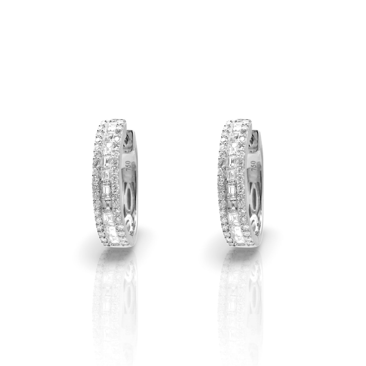 18K White Gold Diamond Oval Hoop Earrings (1.20 Ct. Tw.)