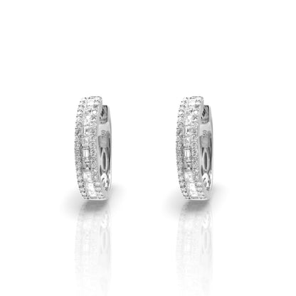 18K White Gold Diamond Oval Hoop Earrings (1.20 Ct. Tw.)