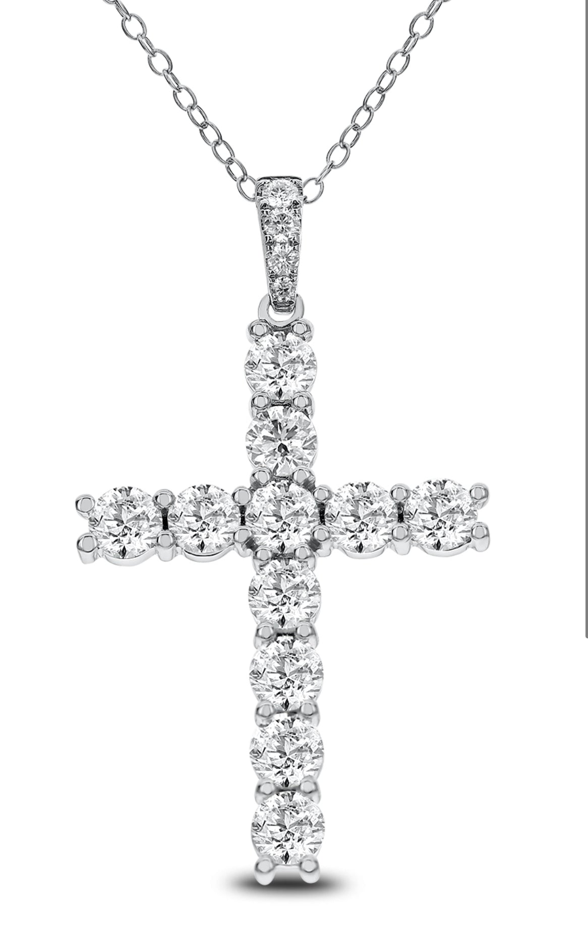 18K White Gold Diamond Cross Pendant (3.25 Ct. Tw.)