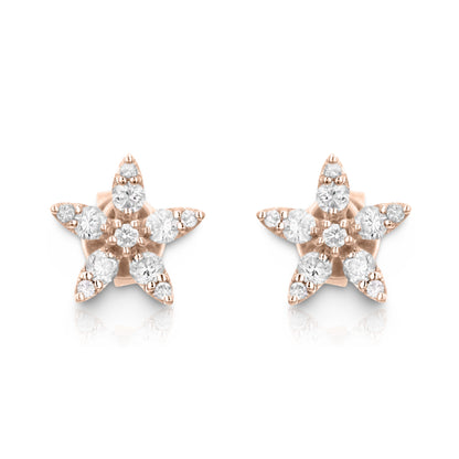 18K Rose Gold Star Diamond Stud Earrings (.50 Ct. Tw.)