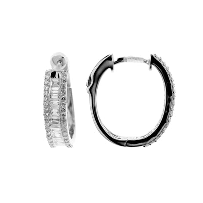 18K White Gold Diamond Oval Hoop Earrings (1.54 Ct. Tw.)