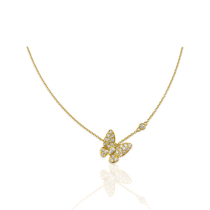 18K Yellow Gold Diamond Butterfly Pendant Necklace (.71 Ct. Tw.)