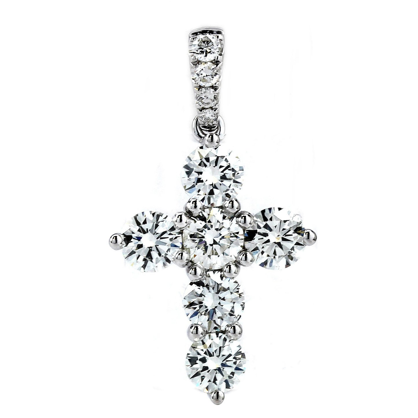 18K White Gold Diamond Cross Pendant (1.22 Ct. Tw.)