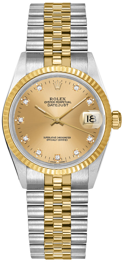 Rolex Datejust 31 Champagne Diamond Dial Jubilee Women's Watch 68273