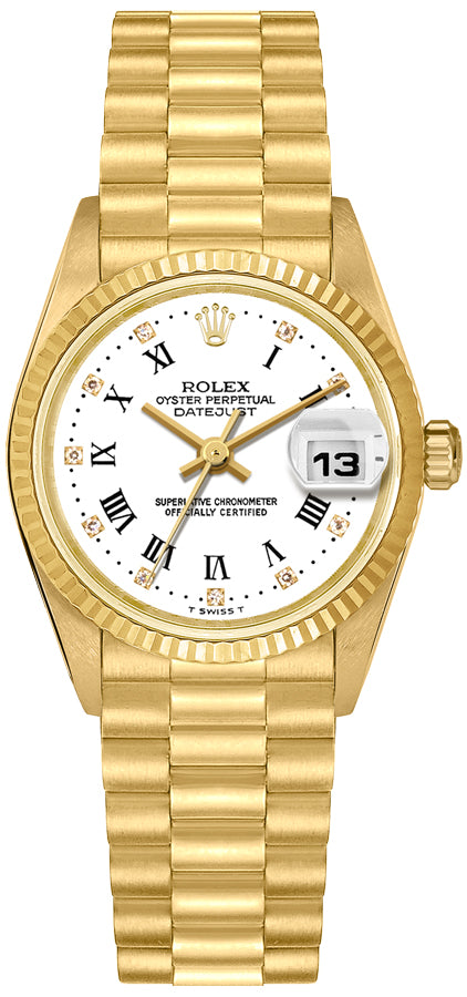 Rolex Datejust 31 18k Yellow Gold President Bracelet Women's Watch 68278