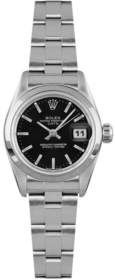 Rolex Oyster Perpetual Date Black Dial Women's Watch 69160