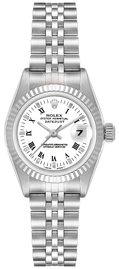 Rolex Lady-Datejust 26 White Dial Fluted Bezel Women's Watch 6917