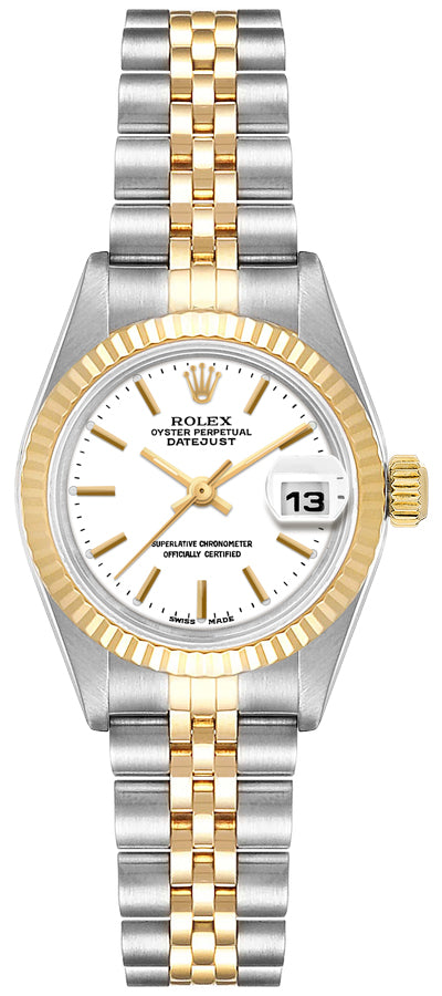 Rolex Lady-Datejust 26 White Index Dial Steel & Gold Women's Watch 79173