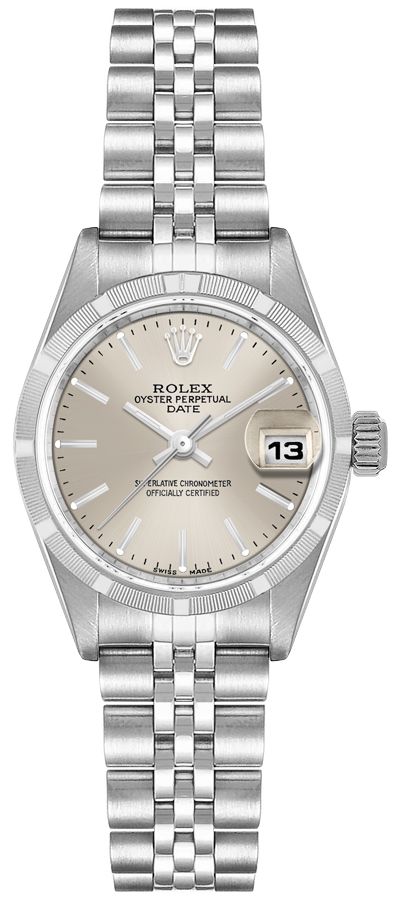 Rolex Oyster Perpetual Date 26 Engine Turned Bezel Women's Watch 79190