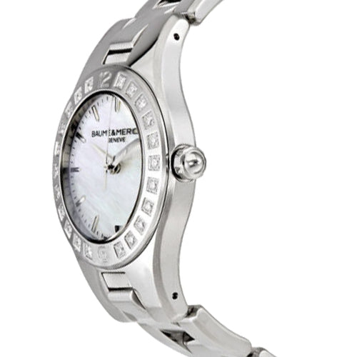 Baume & Mercier Linea Pearl White Dial & Diamonds Women's Watch 10072