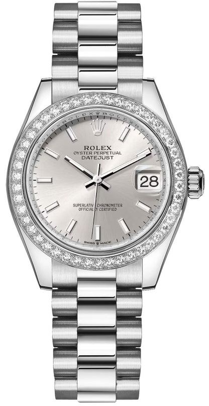 Rolex Datejust 31 Silver Dial & Diamond Bezel Women's Watch 278289RBR-0012