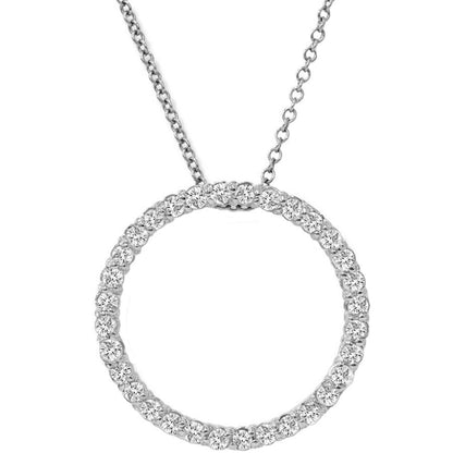 Women's Round Diamond Pendant, 0.5 Carat on Solid 14k White Gold