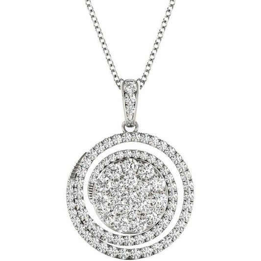 Diamond Swirl Pendant, 1.40 Carat on Solid 18k White Gold P21961W