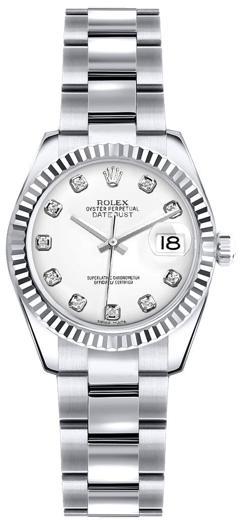 Rolex Lady-Datejust 26 White Dial Oyster Bracelet Watch 179179