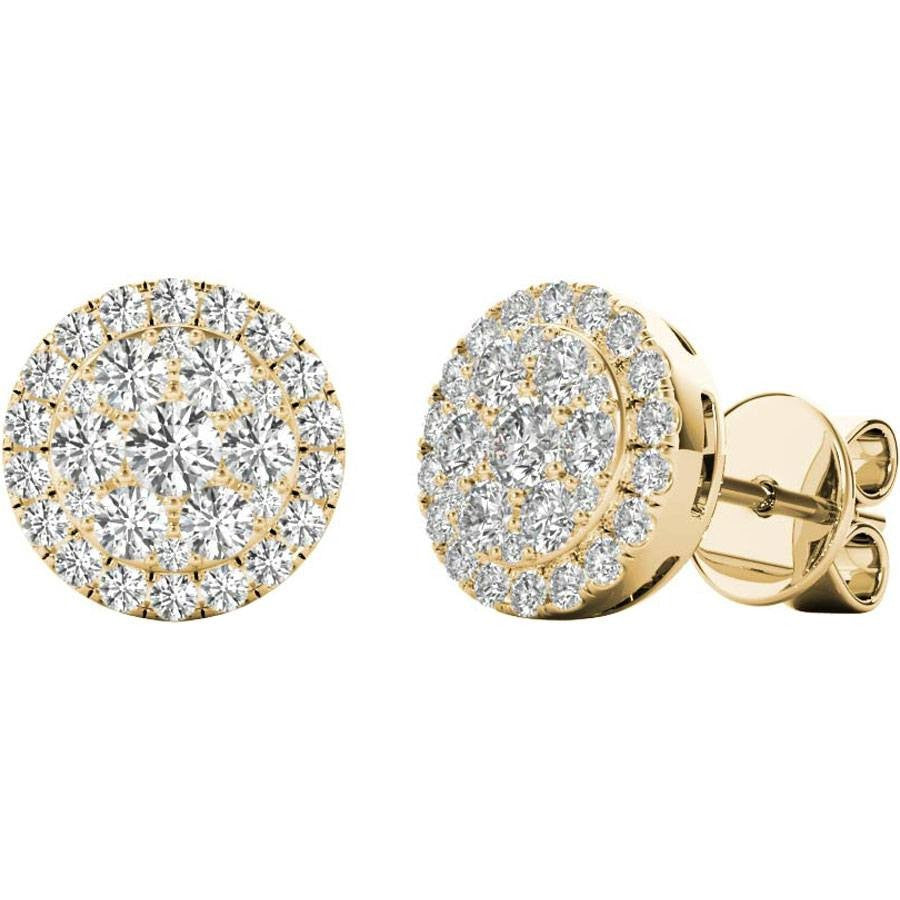 .43 TCW Yellow Gold Diamond Halo Pave Earrings E20236Y