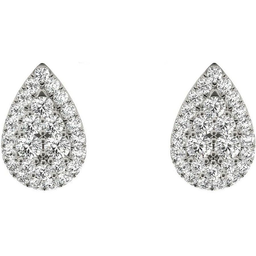 .33 TCW Solid 18k White Gold Diamond Halo Pave Earrings E20238W