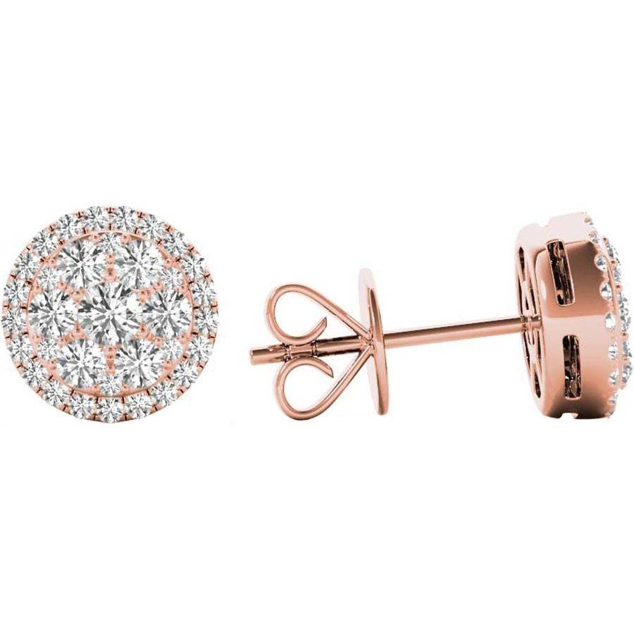 .66 TCW Rose Gold Diamond Halo Pave Earrings E20233R