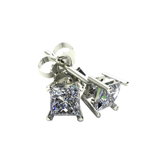 Diamond Square Earrings, 0.33 Carat on Solid 14k White Gold