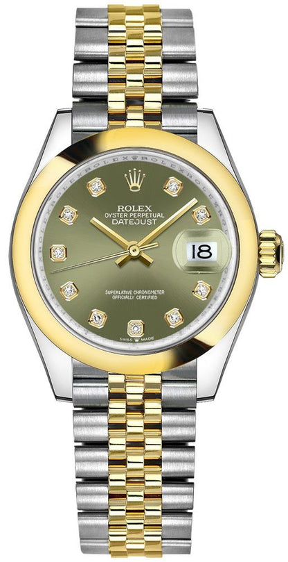 Rolex Datejust 31 Olive Green Domed Bezel Women's Watch 278243-0030