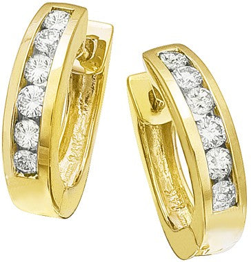 Diamond Earrings, .39 Carat Round Diamonds on 14K Yellow Gold