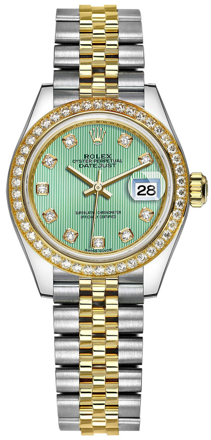 Rolex Lady-Datejust 28 Green Diamond Dial Watch 279383RBR-0013