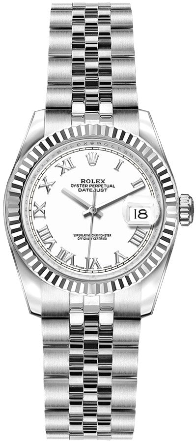 Rolex Lady-Datejust 26 White Roman Numeral Dial Watch 179174