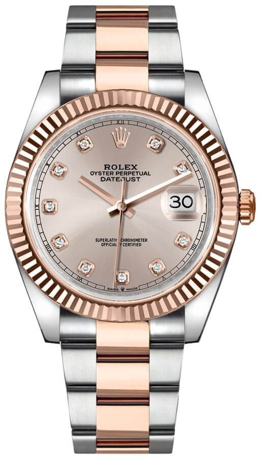 Rolex Datejust 41 Men's Everose Diamond Gold Watch 126331-0007